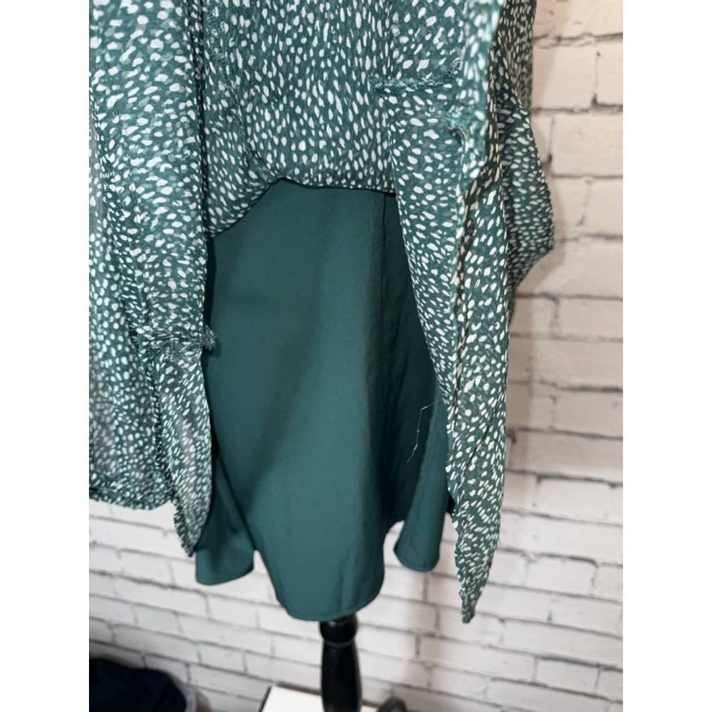 Joie Dress size XL Green & White Polka Dot Arctic Mid Balloon Sleeve Boho 90’s - Picture 7 of 14